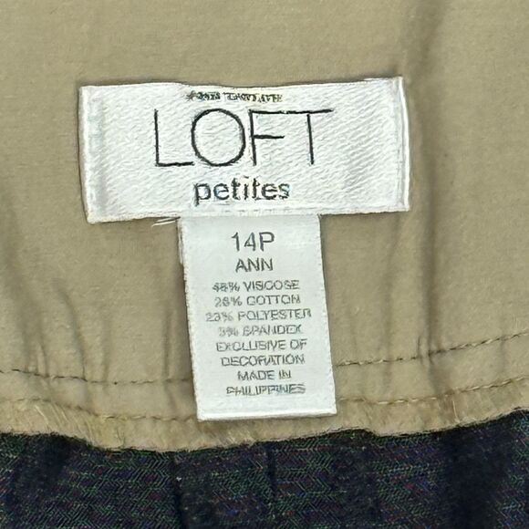 Ann Taylor Loft 14P Indigo Blue Wide Leg High Waist Boho Cottage Petite Pants - Picture 3 of 5